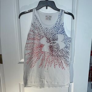Under Armour White Tank with Red and Blue Pattern